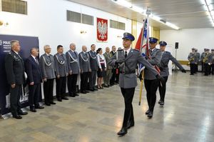 Uroczyste przywitanie nadinspektora Krzysztofa Justyńskiego w KWP w Katowicach 25 lipca 2017 r.