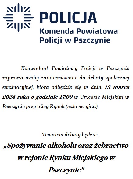 Plakat informujący o debacie społecznej.