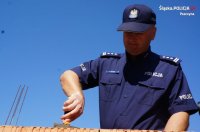 Uroczyste wmurowanie aktu erekcyjnego pod budowę Komisariatu Policji w Miedźnej z siedzibą w Woli.