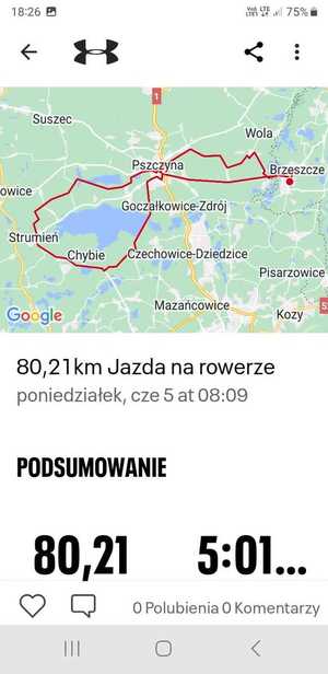 Zdjęcie przedstawia: przejechaną trasę na mapie.