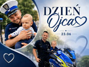 Grafika przedstawia dwóch mężczyzn w mundurze z dziećmi.